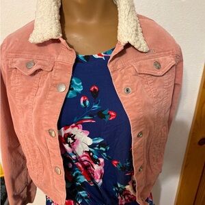 Girls DKNY Pink Sherpa Collar Jacket L 12